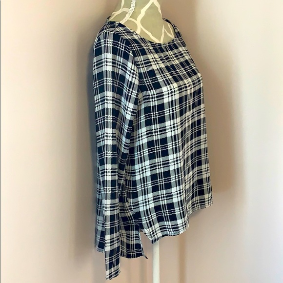 Plaid, boatneck blouse - Picture 3 of 3